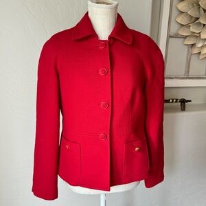 Talbots Womens Vintage Red Button Down Wool Blend Jacket‎ Size 8P